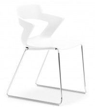 Zen Sled Chair. Chrome Frame. Orange, Red, Green, Black, White, Sand, Grey, Blue